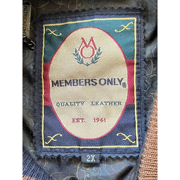 Members Only Blue Brown Leather Suede Full Zip Jacket Coat  Mens Size 2XL - Picture 5 of 11